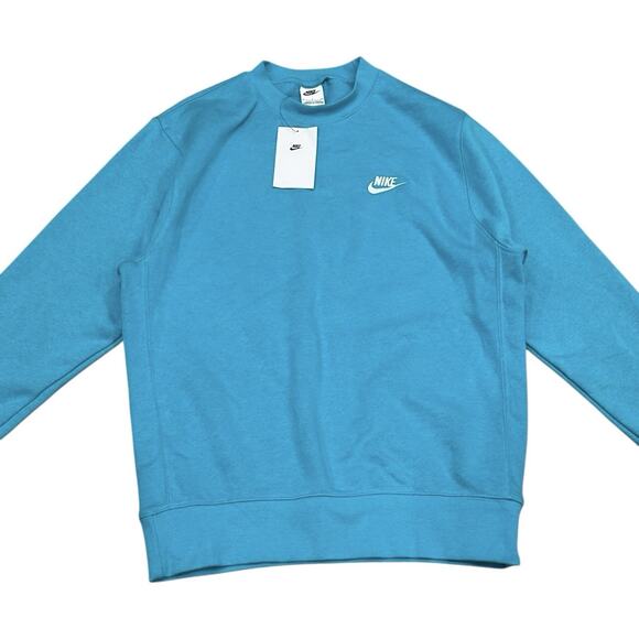 Nike Swoosh Logo Men's Sweatshirt Sportswear Club Fleece Crew Size S Teal NWT - Picture 3 of 9